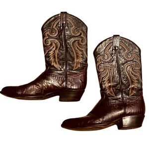 TONY LAMA 8575 MEN'S NACOGDOCHES TEJU LIZARD WESTERN BOOTS Almond ROUND TOE 10 W